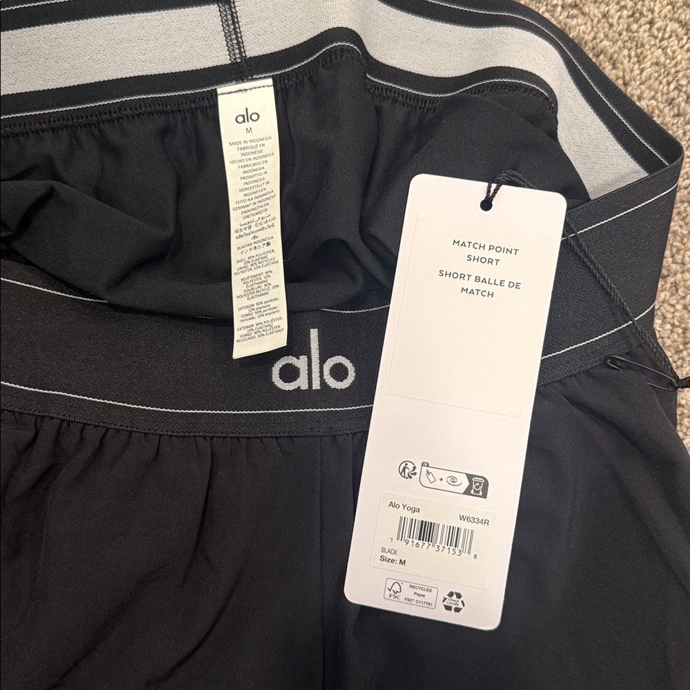 ALO Yoga Women's Black Athletic Shorts- Match Point Short - Picture 3 of 6